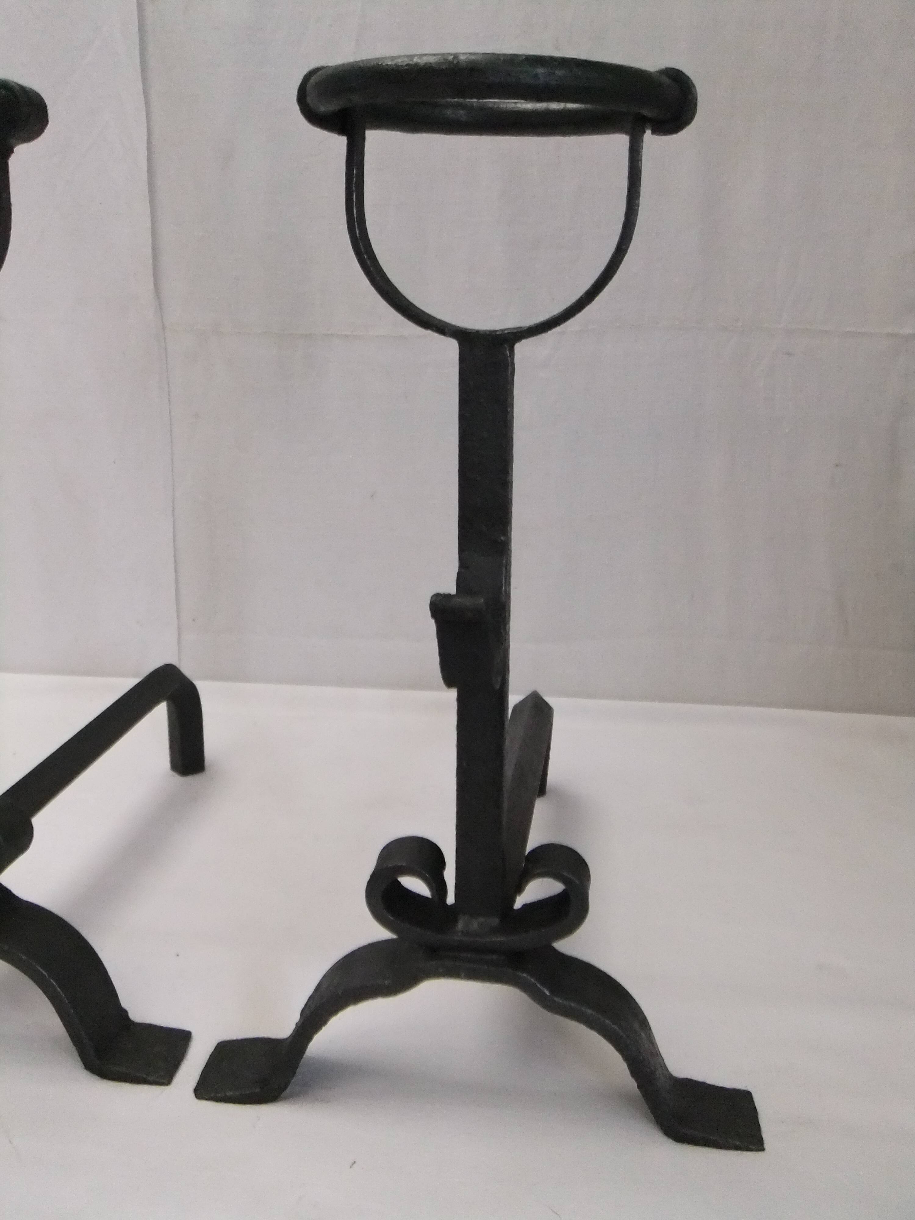 Old cast iron bowl Landier firewood fireplace accessory