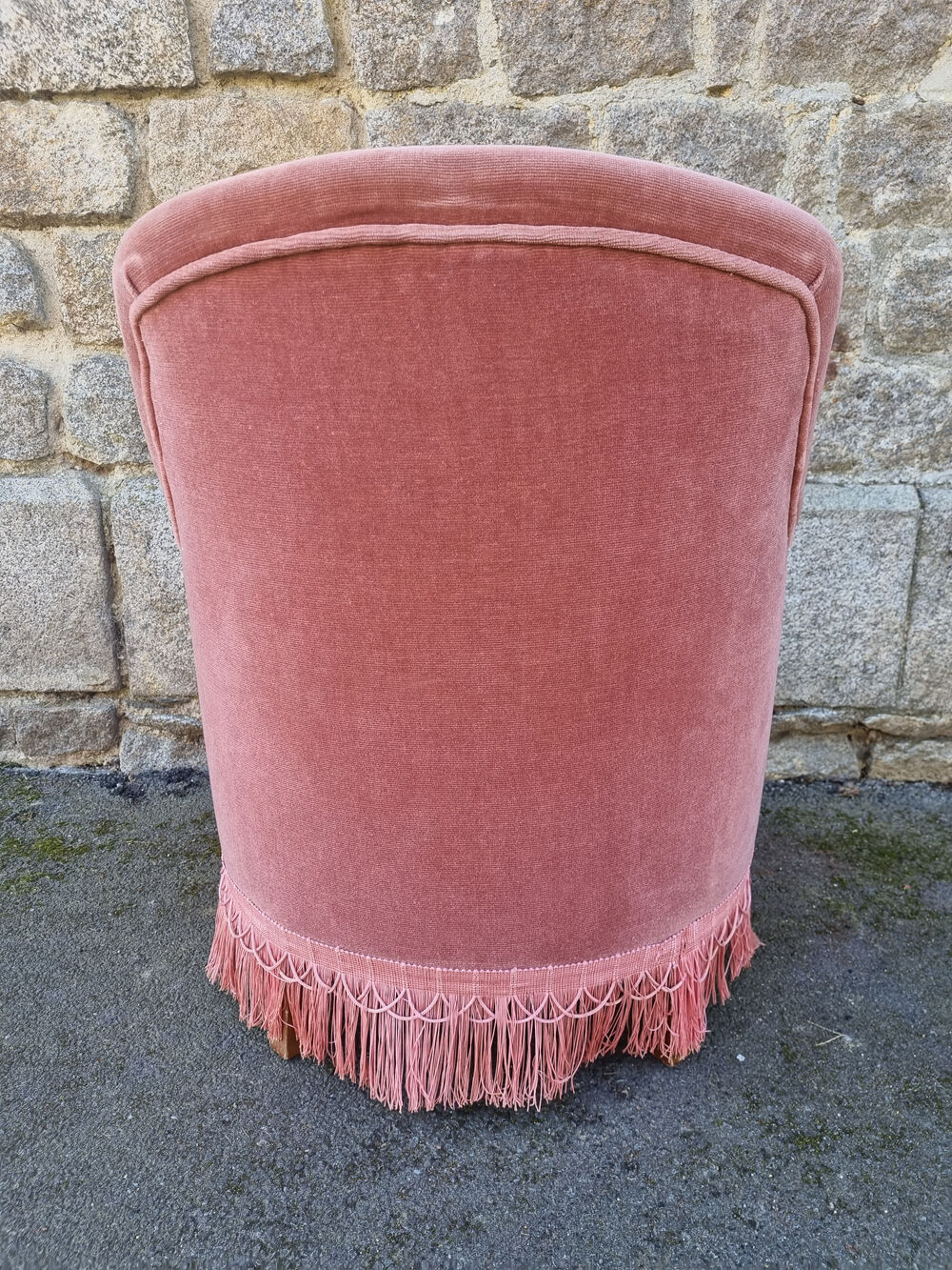 Old pink toad armchair, vintage, 40s / 50s