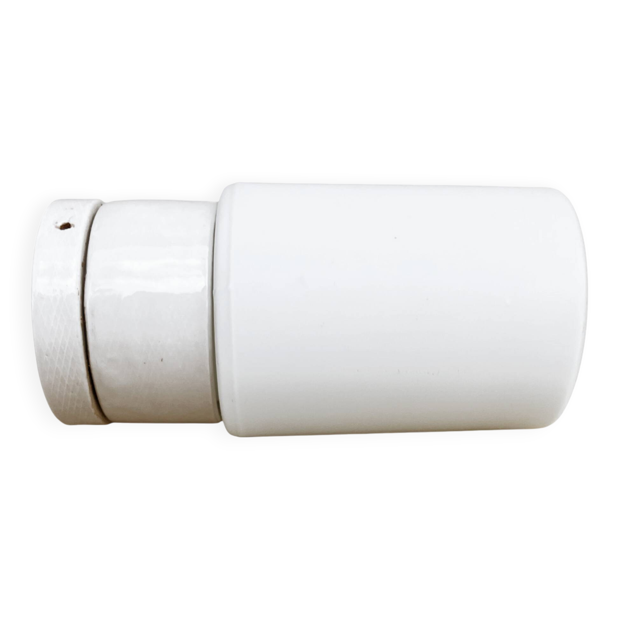 Industrial wall lamp, glass cylinder, white, 01B Elpor, Poland, 1970s.