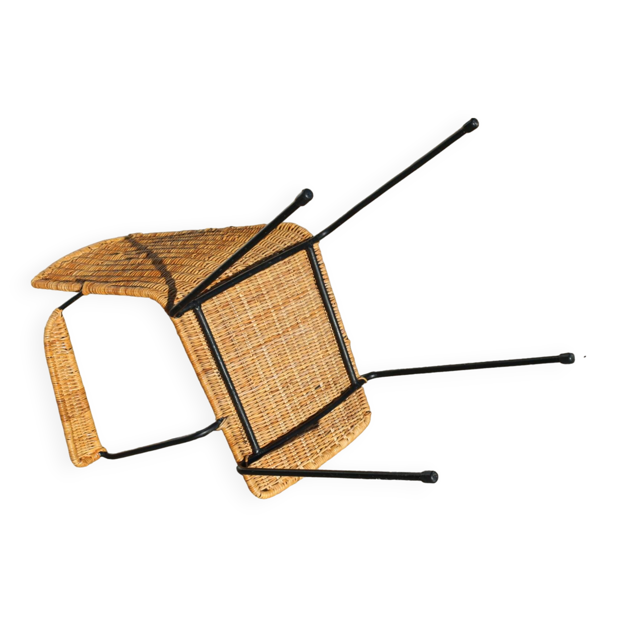 Rattan and steel armchair