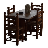 Set of 6 modern French brutalist chairs, in the style of Charles Dudouyt, made in the 1960s.