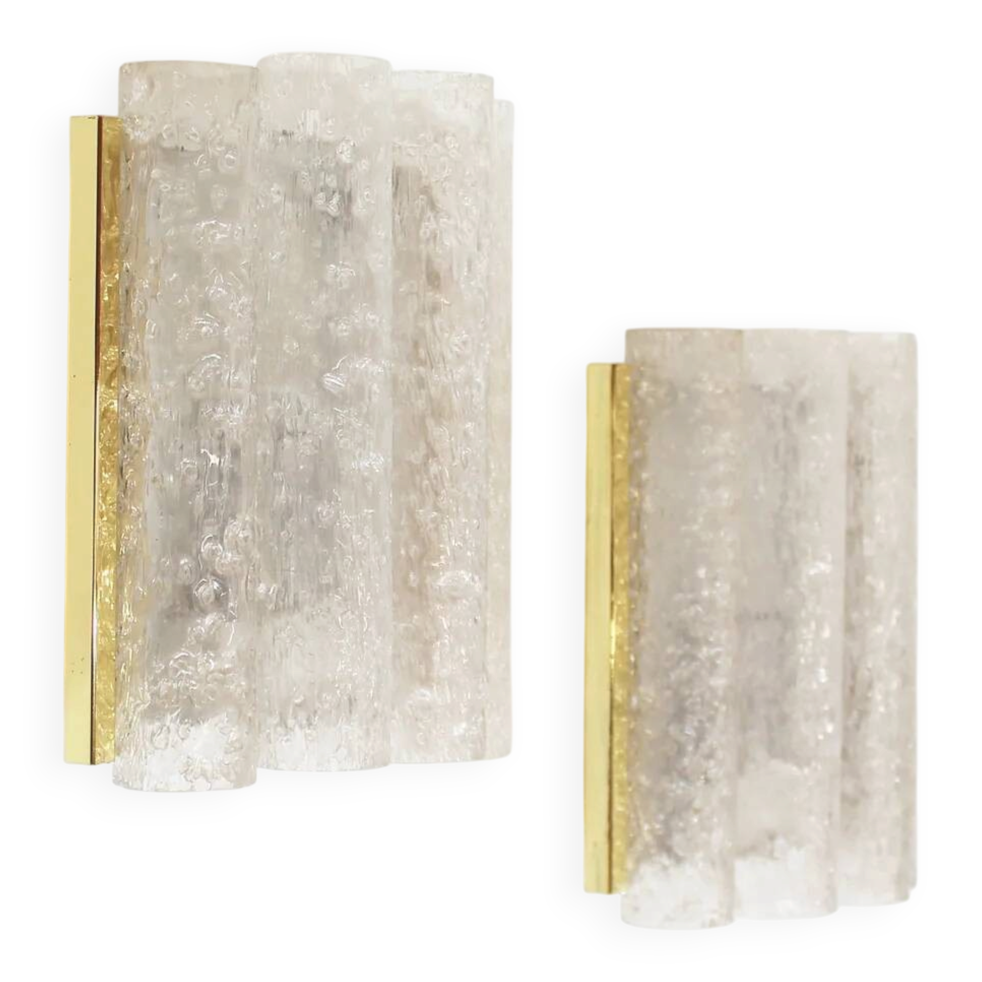 Pair of wall lamps in brass and glass by Doria Leuchten