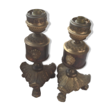 Paire de pieds de lampes anciennes en laiton