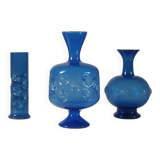 Vintage mid-century trio of handcrafted glass vases from Lauscha, Thuringia.