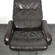 Unico 1970s Dark Brown Leather Lounge Chair and Ottoman Set of 2