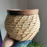 Wicker pot cache and wood