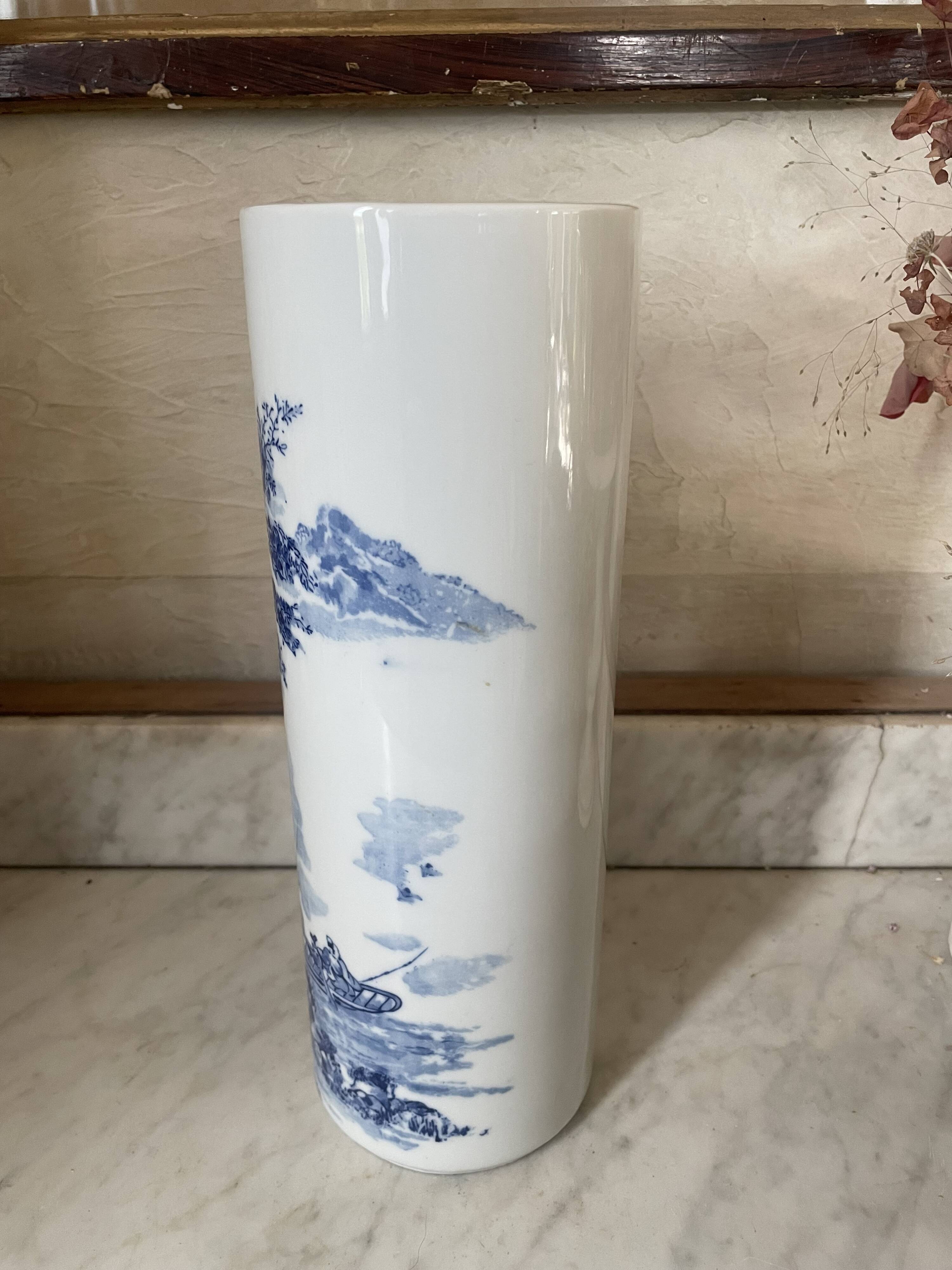Vintage Japanese ceramic cylinder vase