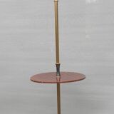 Brass floor lamp with neo-classical 3-light shelf