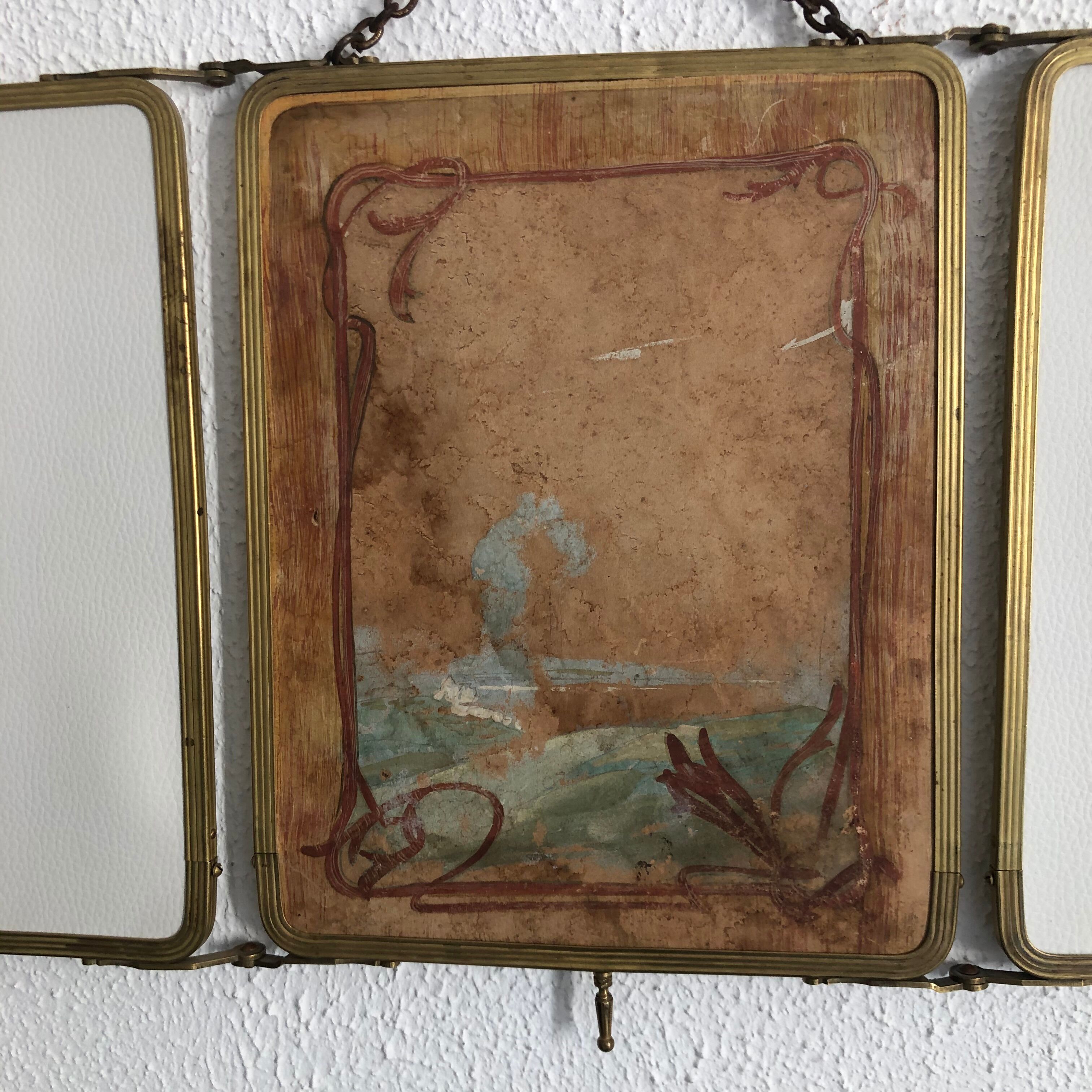 Triptych mirror SGDG vintage, 1920s