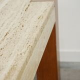 60s coffee table in teak and travertine