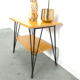 Vintage veneer table with steel legs