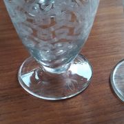 set of 10 engraved crystal liqueur glasses from the 1930s
