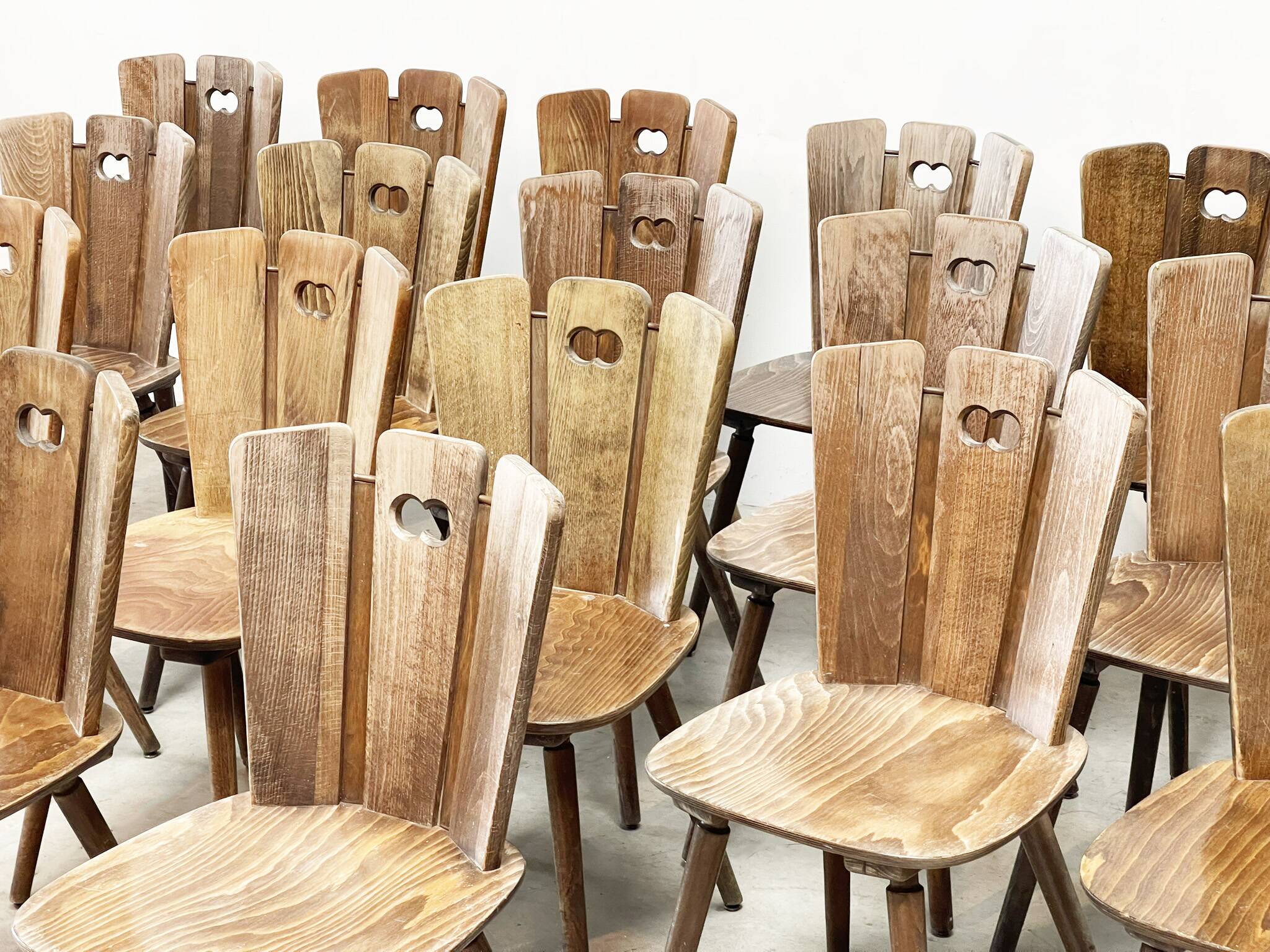 Xl lot of brutalist dining chairs