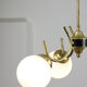 Italian Mid-century Brass and Opaline Glass Chandelier