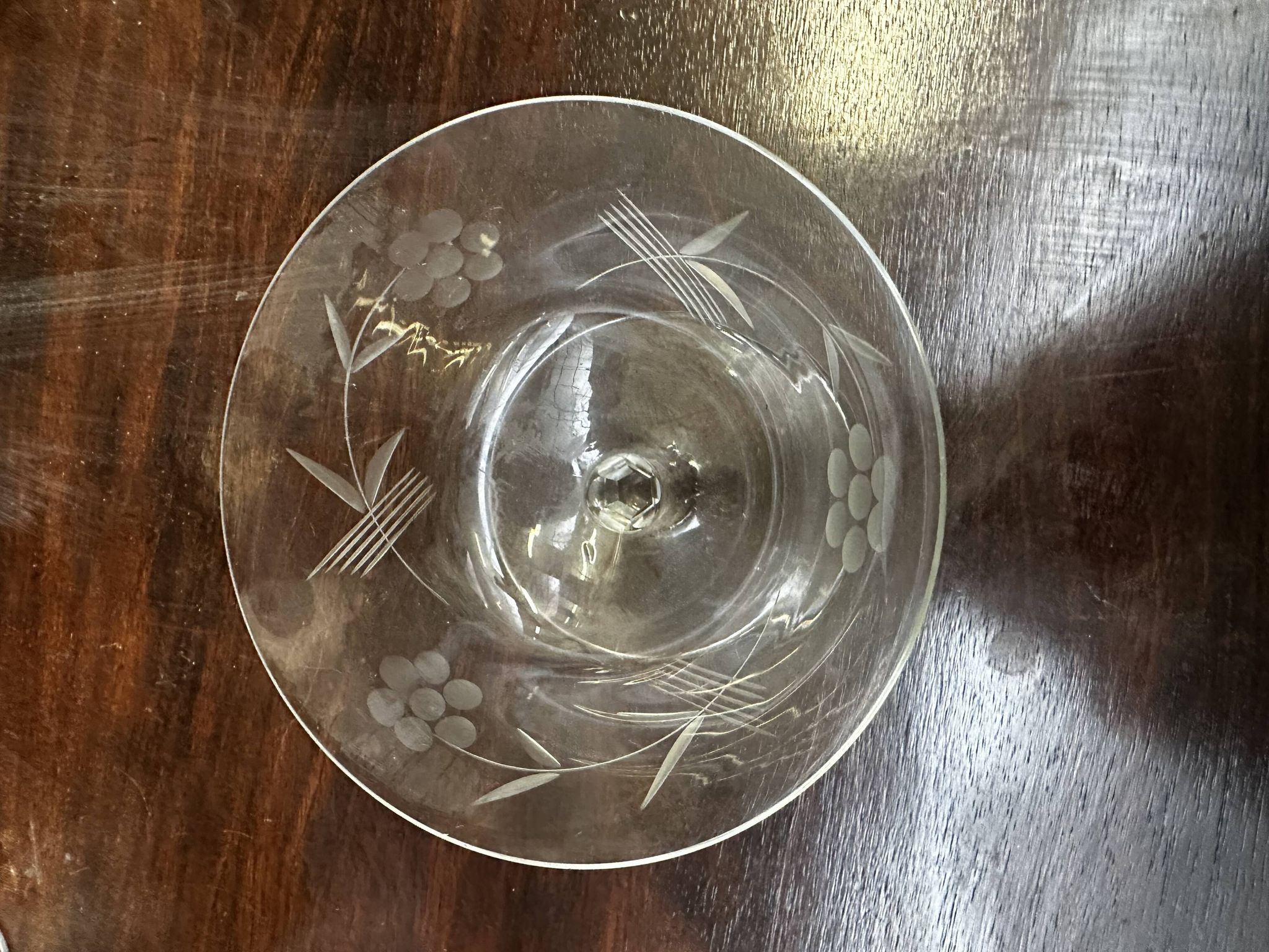 Art Nouveau Set of 32 Crystal Glasses - Engraved and Frosted Floral Pattern
