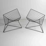 Set of two "Oti" wire lounge chairs by Niels Gammelgaard for IKEA, 1980s
