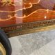 3-wheel serving trolley with 2 shelves, vintage bar marquetry on wheels, 50s