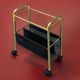 Magazine rack, saddle on vintage wheels