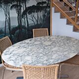 Set of 4 metal and rope table chairs