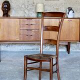 Chaise de nourrice ancienne en bois et paille