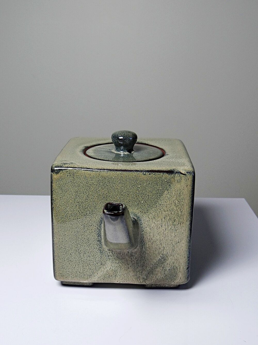 Chinese tea set in glazed terracotta, teapot and 4 cups, 1980s.