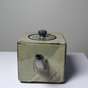 Service à thé chinois en terre cuite émaillée, théière et 4 tasses, années 1980