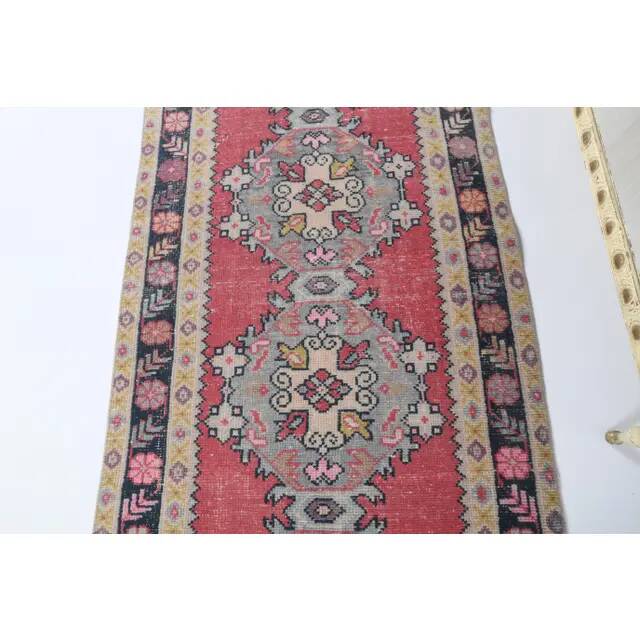 1970s Turkish Hand-Knotted Runner Rug 99x288