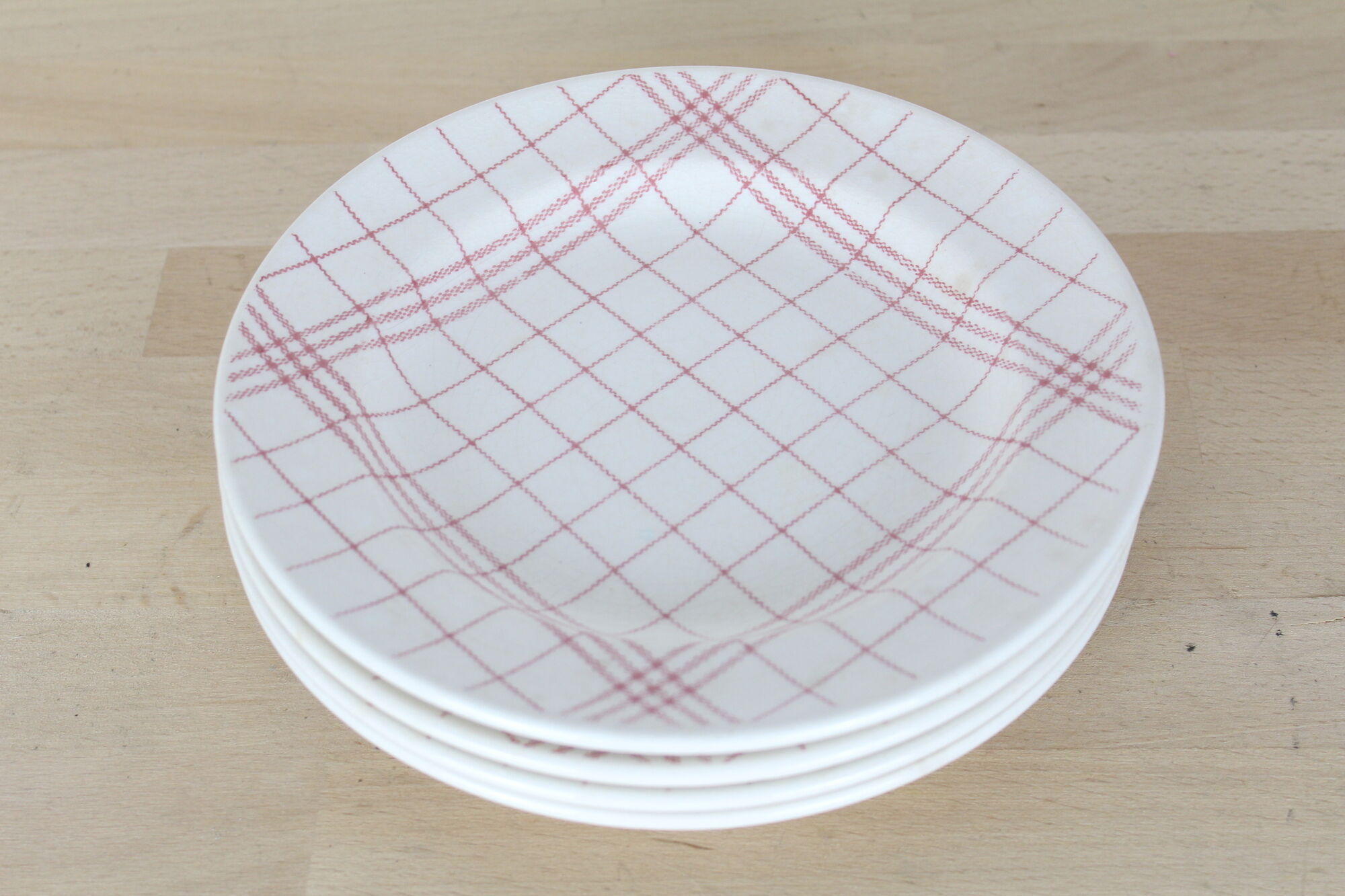 Set of 4 plates dessert Gien towel pattern, ceramics