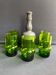Decanter and 5 crystalline glasses and tin