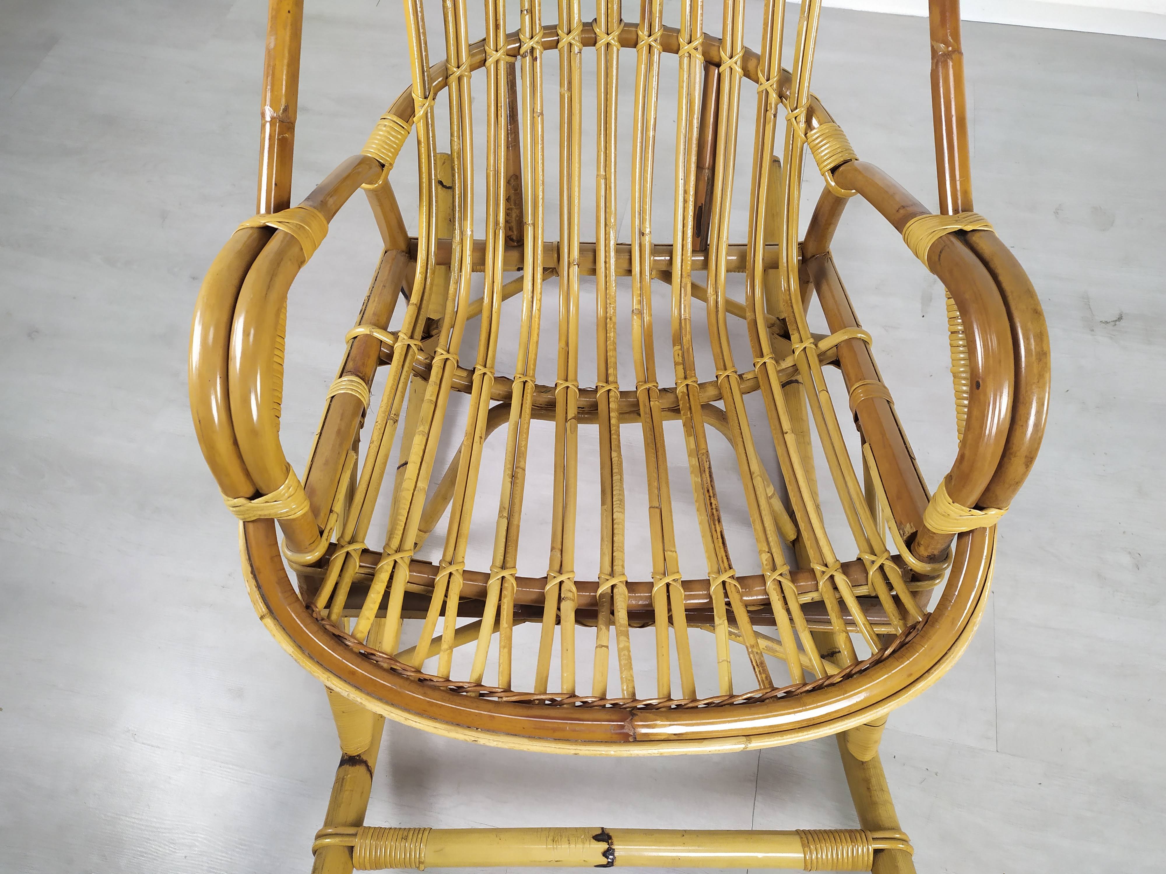 Rocking-flesh rattan vintage