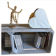 Lacquered gray wooden box furniture H60 x L39 x D31