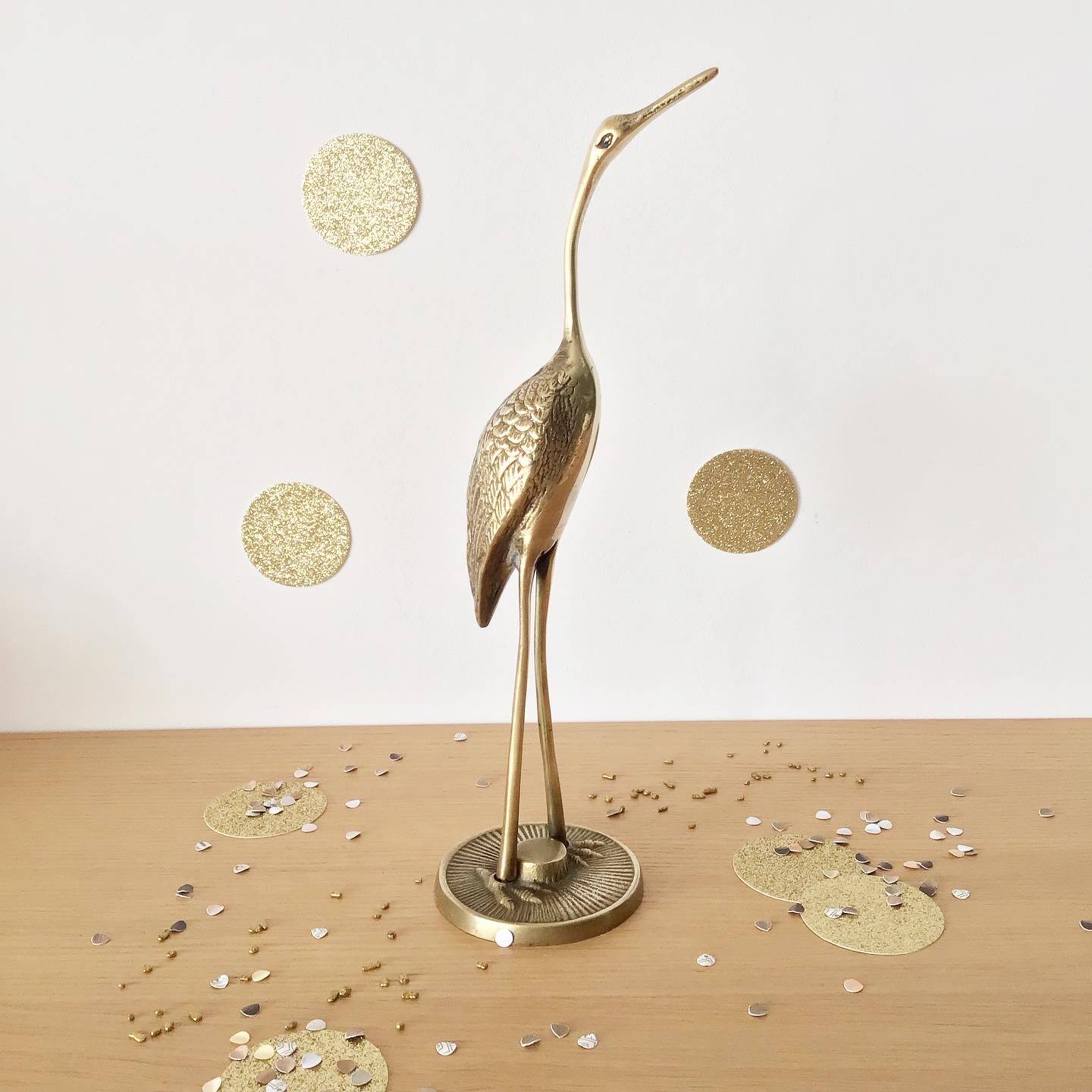Vintage brass heron bird