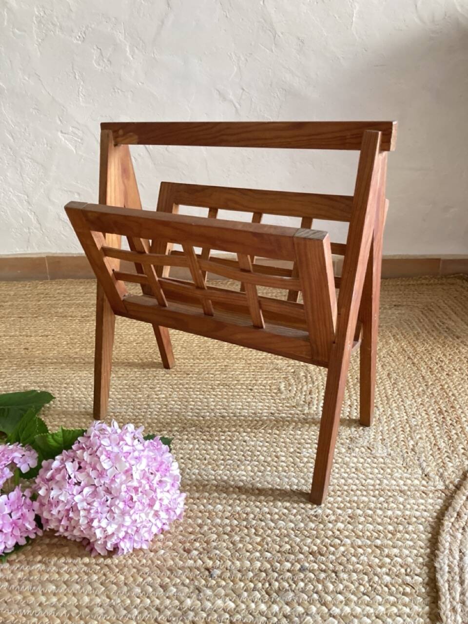 Wooden magazine rack, Scandinavian style