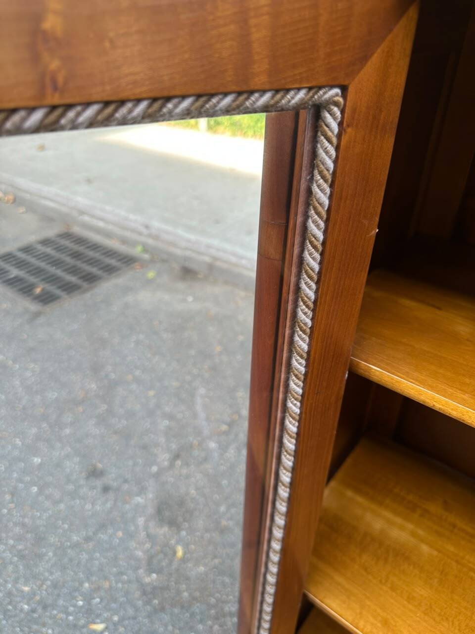 Display cabinet in solid cherry wood Louis Philippe style, 1980s - 108x35x140cm