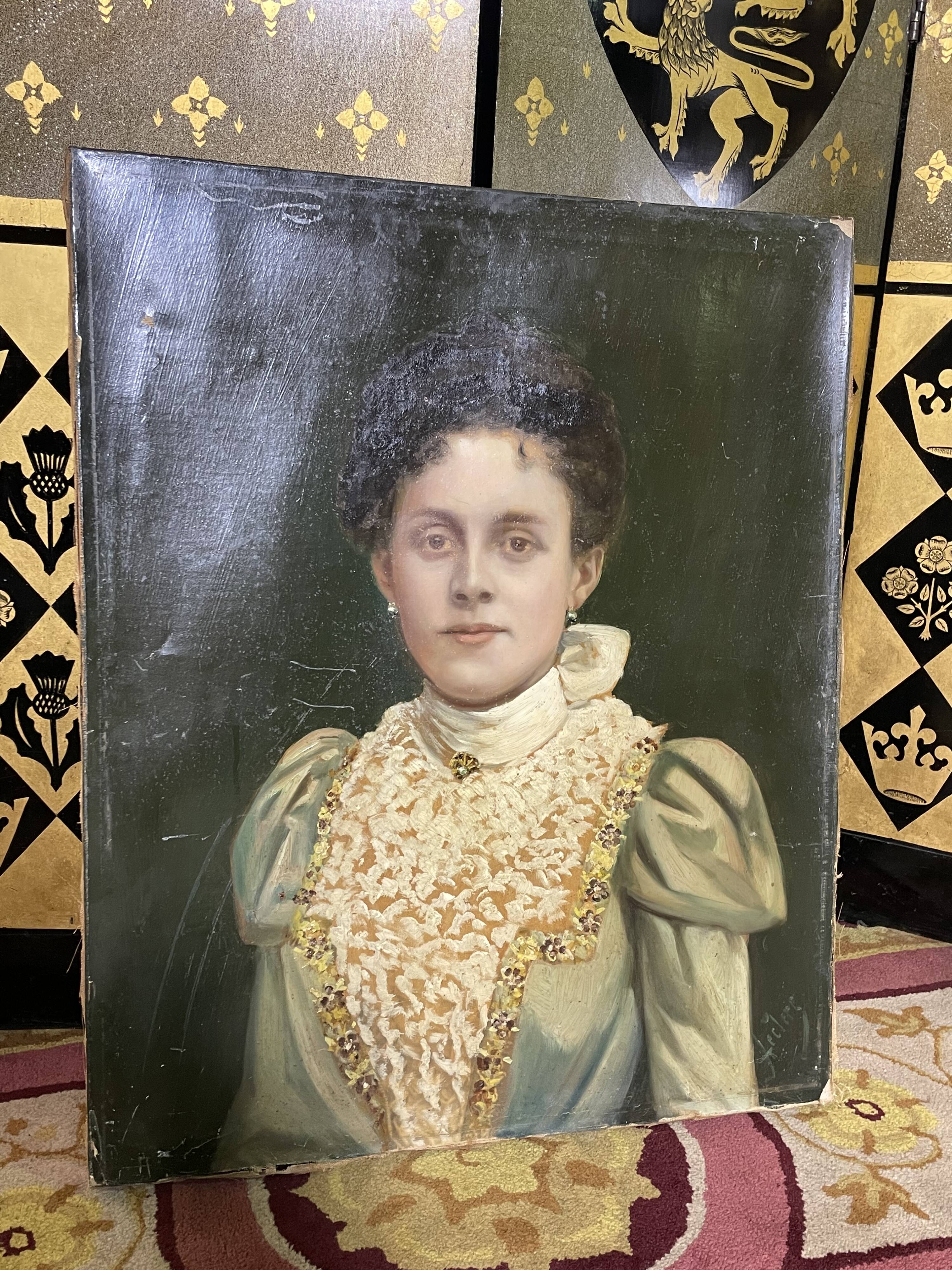 Oil on canvas portrait of a woman 19th