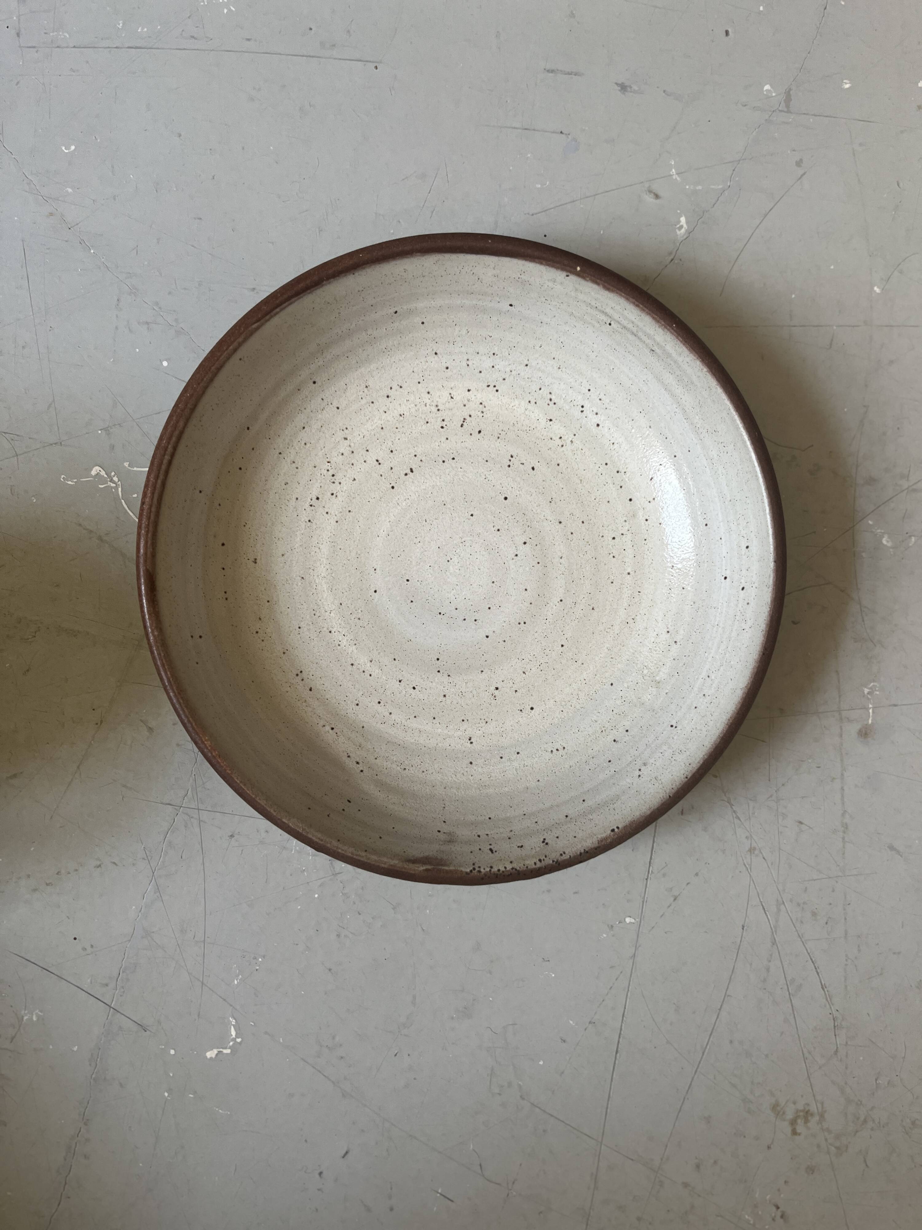 dessert service 6 flat plates + 2 soup plates in Gien sandstone, 1970