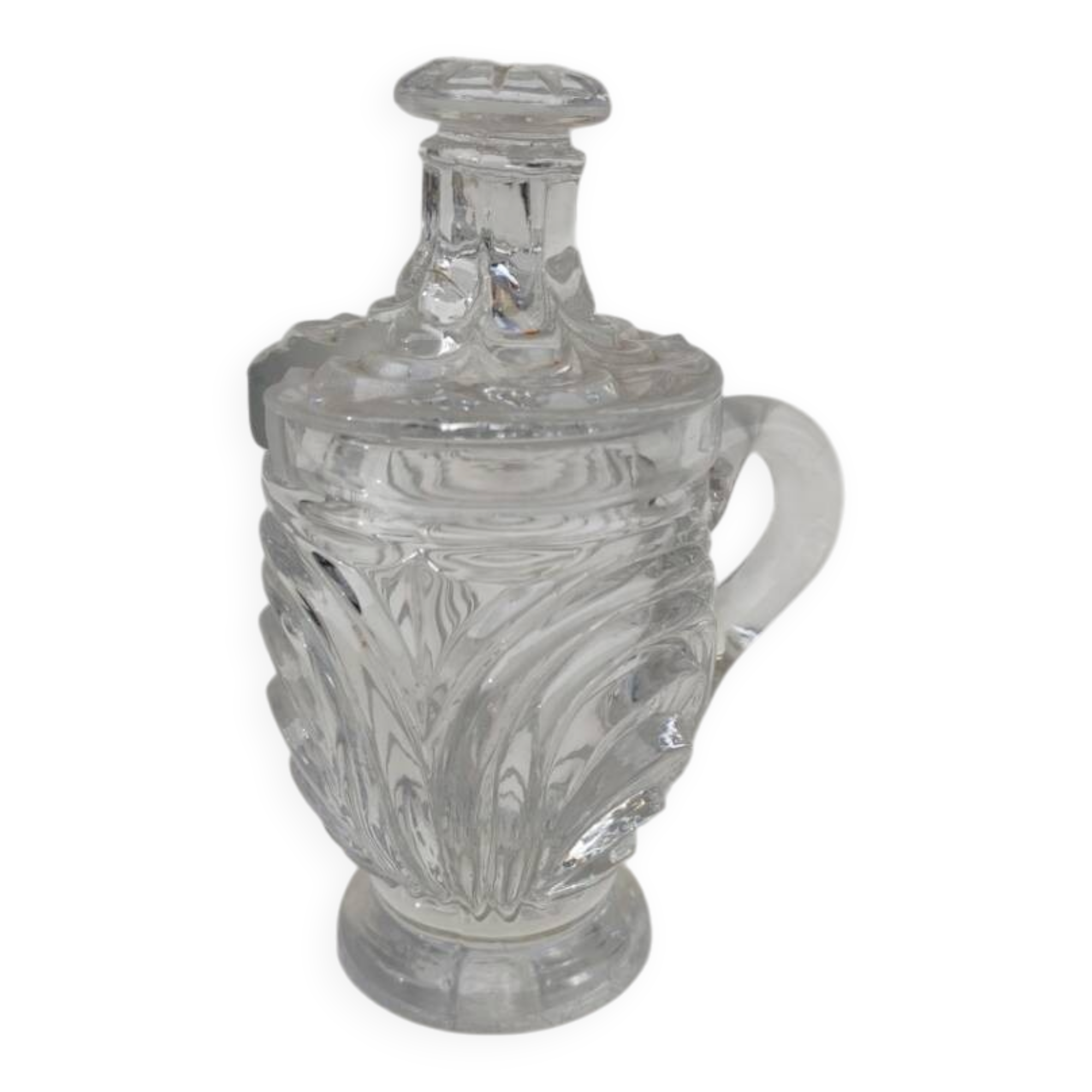Moulded crystal mustard pot, first part of the 20th century.