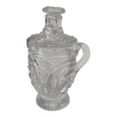 Moutardier en cristal moulé, première partie du XX ème siècle.