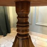 Table tambour 1900  merisier cuir et laiton