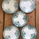 Series of 5 antique flat plates