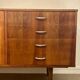 Vintage Polish buffet in flamed walnut – Mid-Century design from the 1960s