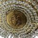 Vintage brass ceiling light/suspension with crystal.