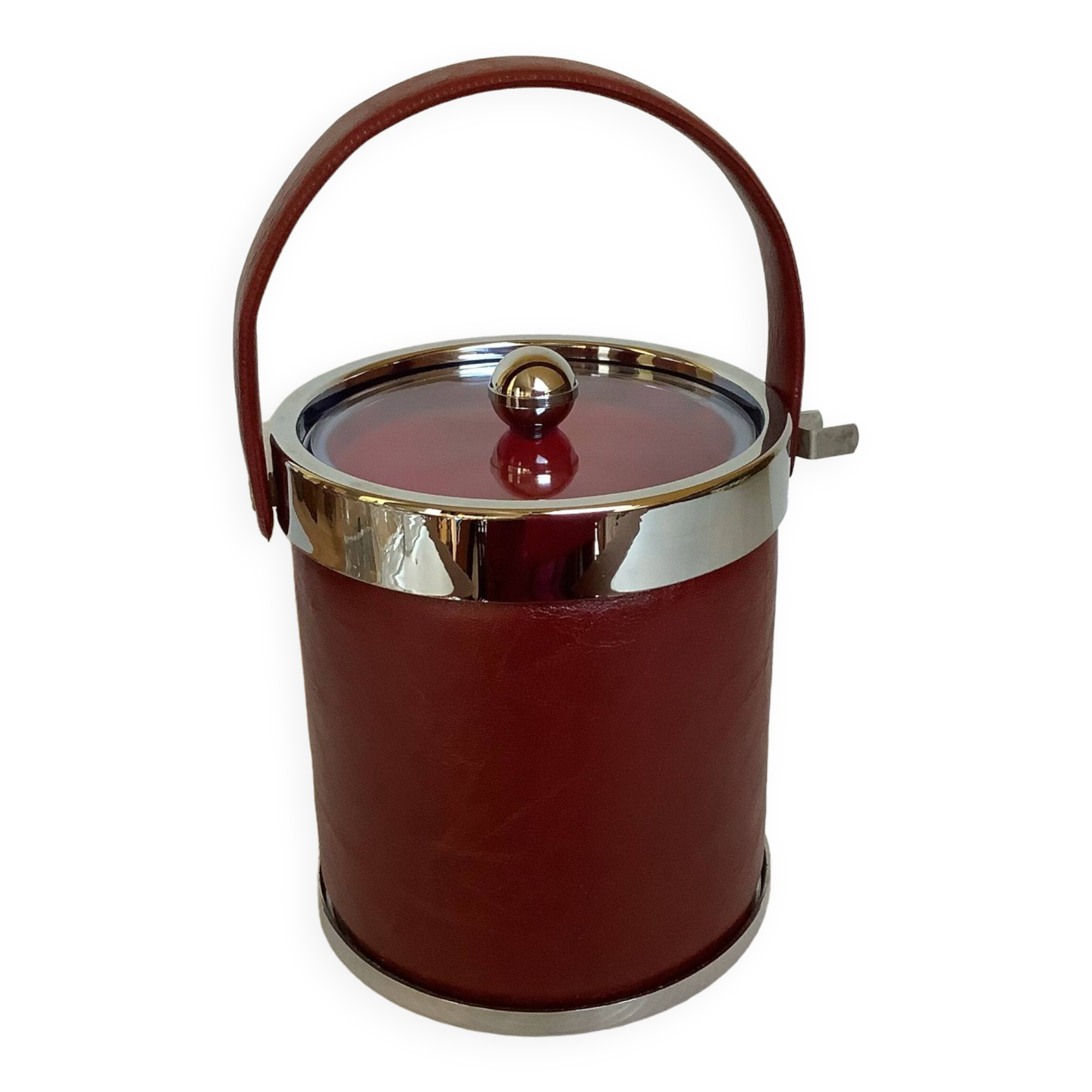 Burgundy leatherette ice bucket