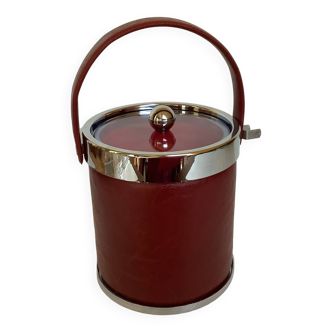 Burgundy leatherette ice bucket