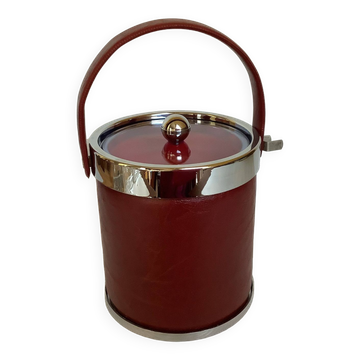 Burgundy faux leather ice bucket