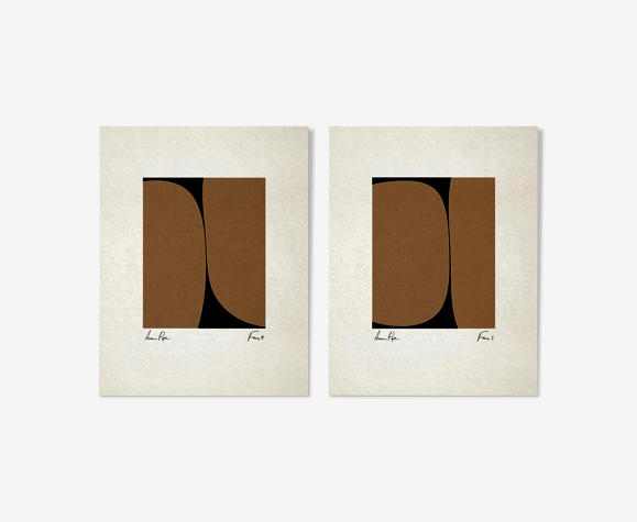 Paire d’impressions de giclée, ensemble d’art mural abstrait de deux, a3
