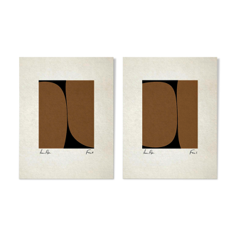 Paire d’impressions de giclée, ensemble d’art mural abstrait de deux, a3