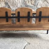 3-seater children's bench or desk - vintage school furniture 1950