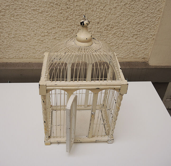Painted wooden bird cage
