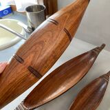 Set of 3 wooden canoes